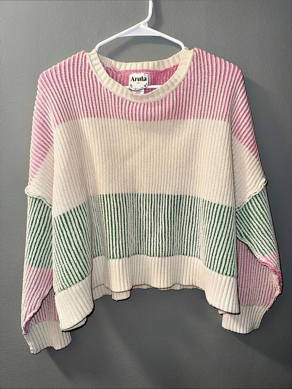 Arula Striped Sweater Size 0X School Clean Girl Oversized Cozy Knit Minimalist